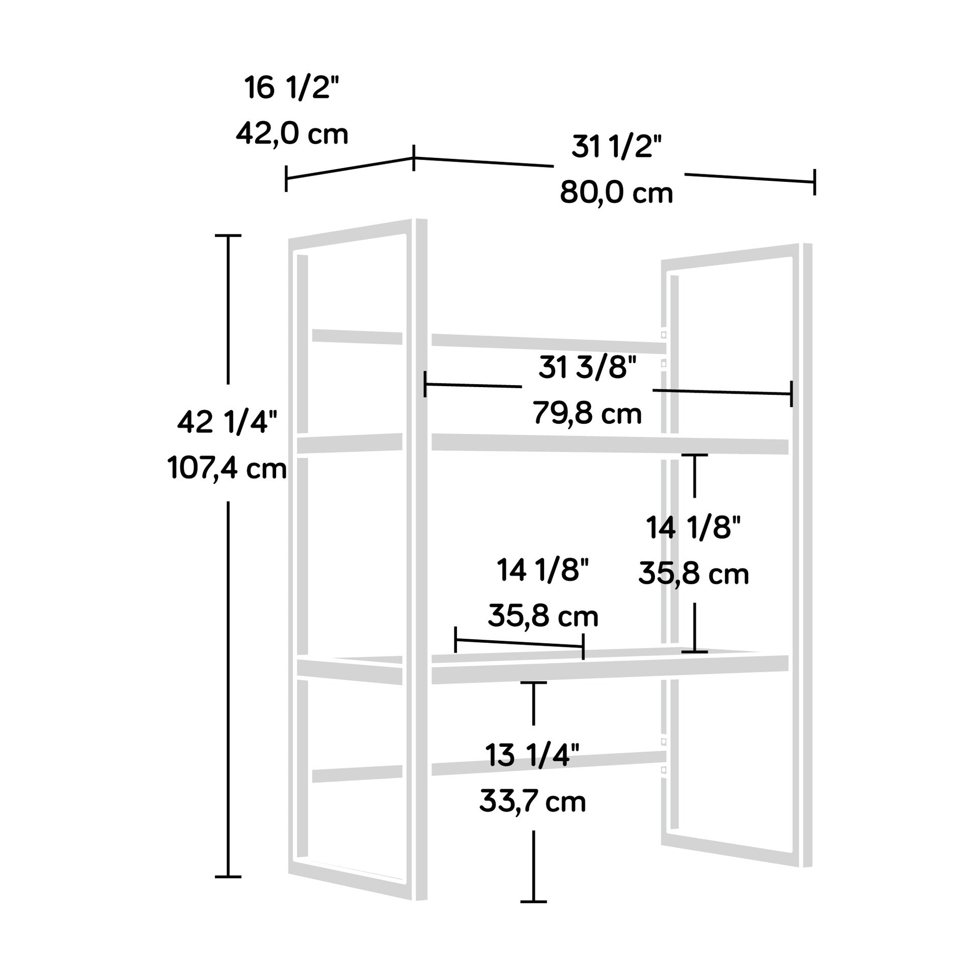Library Hutch with Modern Design, Brown finish