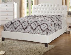 Gorgeous Off-White / Beige Faux Leather Queen Size Bed 1pc Bedframe Modern Tufted Upholstered Headboard Bedroom Furniture