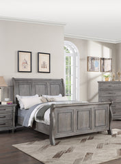 Grey Sleigh Design Headboard FB 1pc California King Size Panel Bed Beautiful Wooden Bedroom Furniture Antique Gray Oak Finish