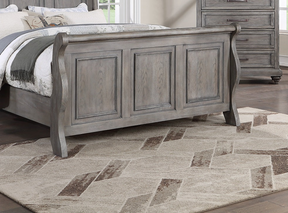 Grey Sleigh Design Headboard FB 1pc California King Size Panel Bed Beautiful Wooden Bedroom Furniture Antique Gray Oak Finish