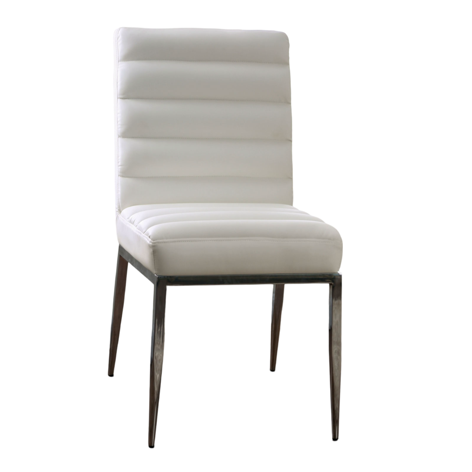 White Leatherette Metal frame 2pcs Side Chairs, Dining Room Furniture Plush Cushion Padded Seat Dining Chair Contemporary Style