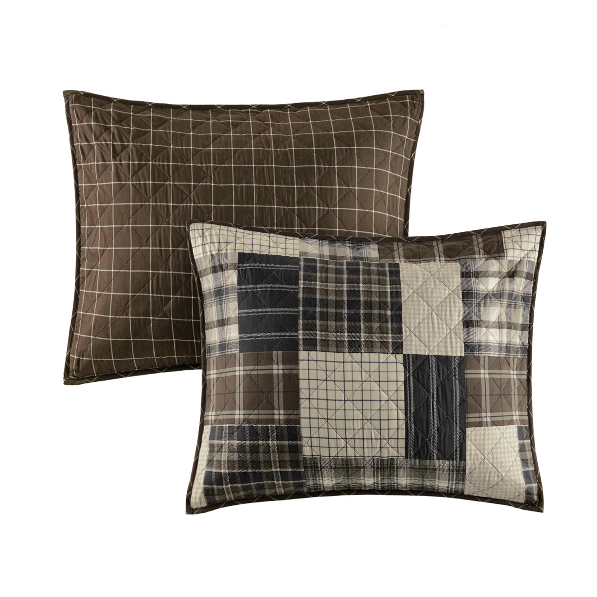 3 Piece Reversible Printed Quilt Set Black/Brown Full/Queen