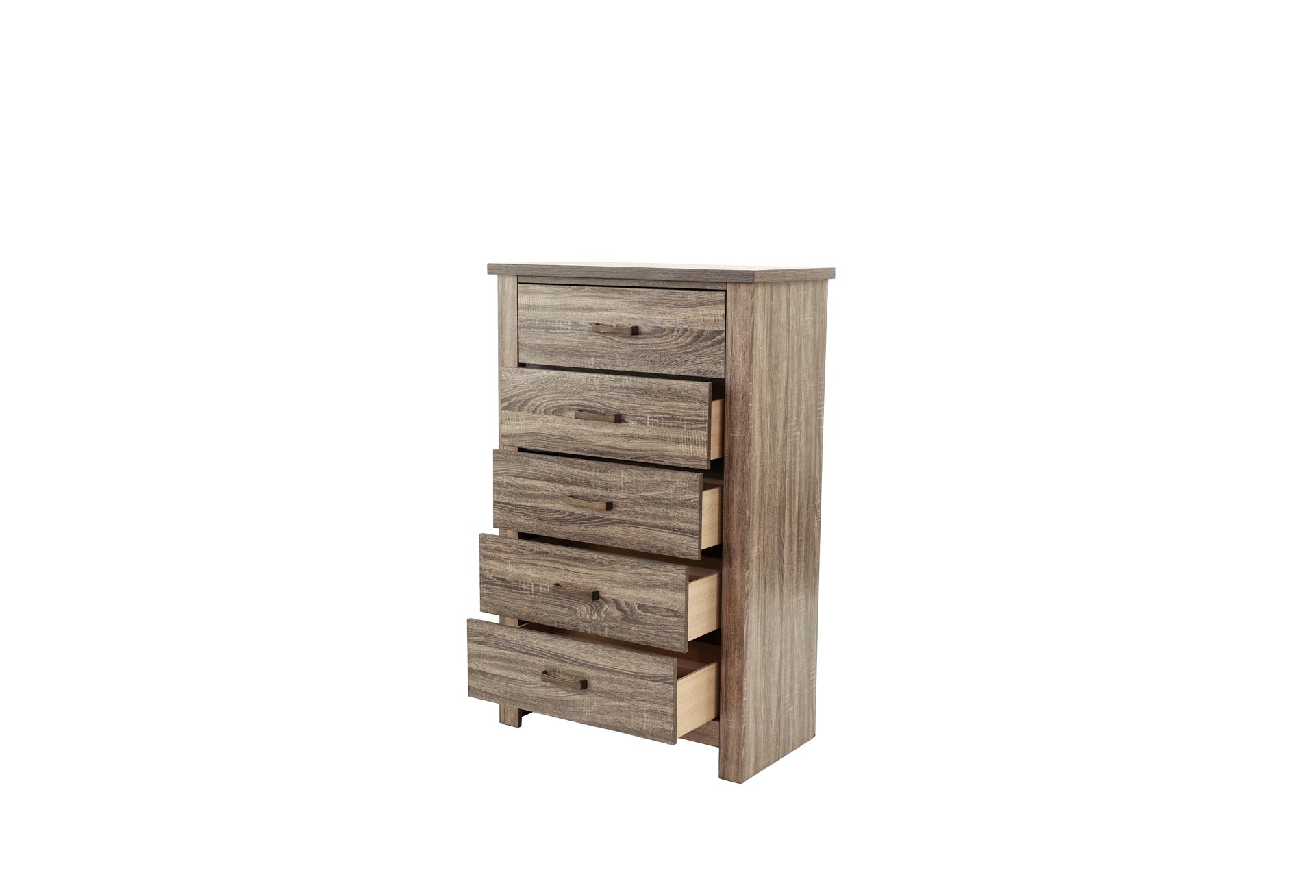 Natural Finish Striking Wooden 1pc Chest Of Drawers Storage Bedroom Furniture Rustic Gray Oak / Brown Finish