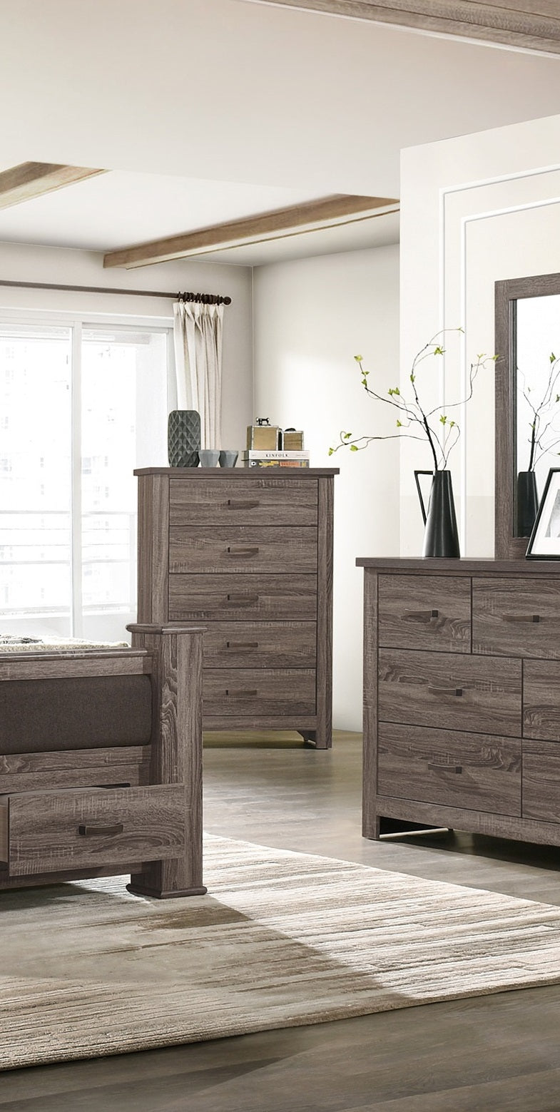 Natural Finish Striking Wooden 1pc Chest Of Drawers Storage Bedroom Furniture Rustic Gray Oak / Brown Finish