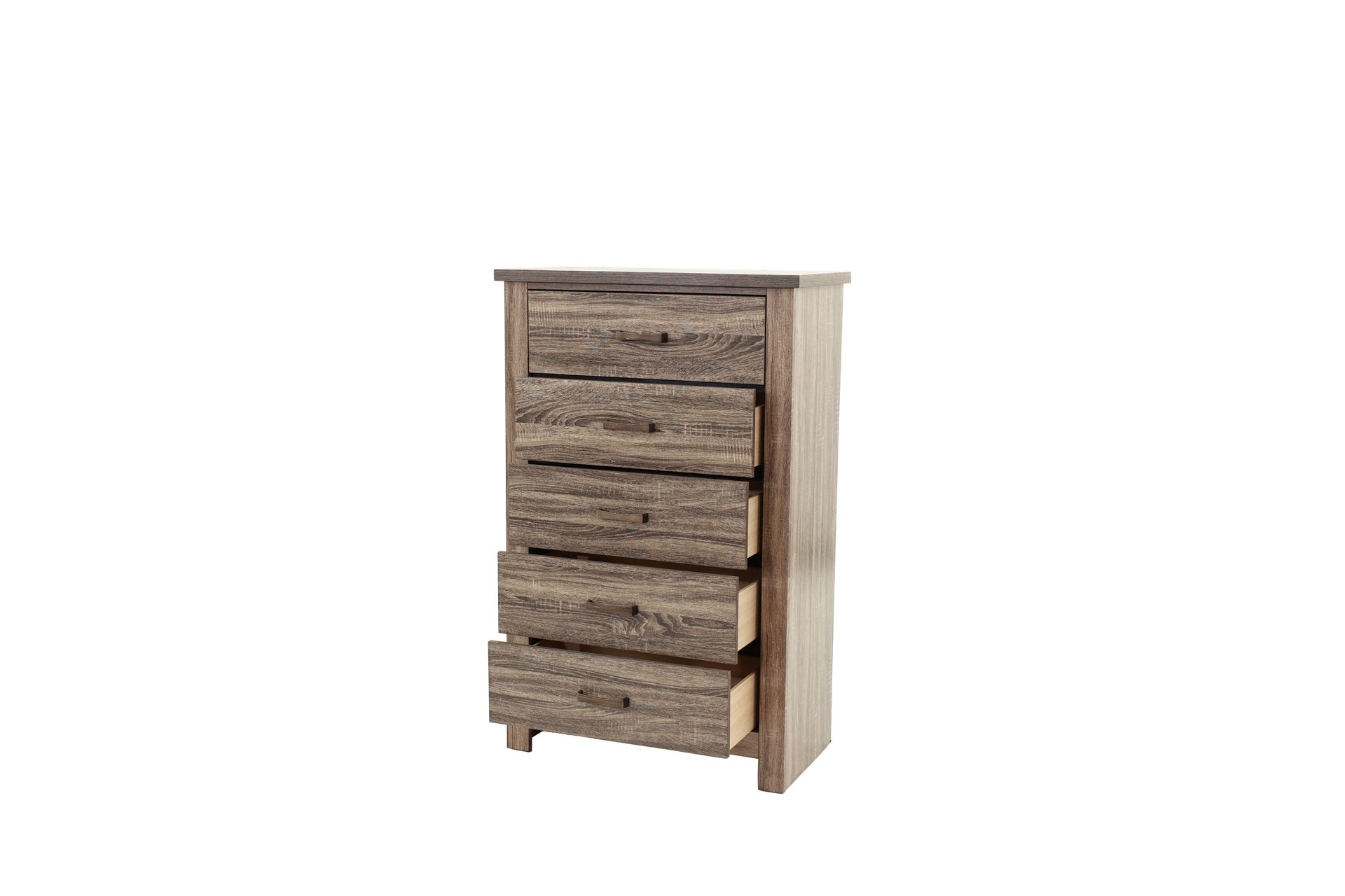 Natural Finish Striking Wooden 1pc Chest Of Drawers Storage Bedroom Furniture Rustic Gray Oak / Brown Finish