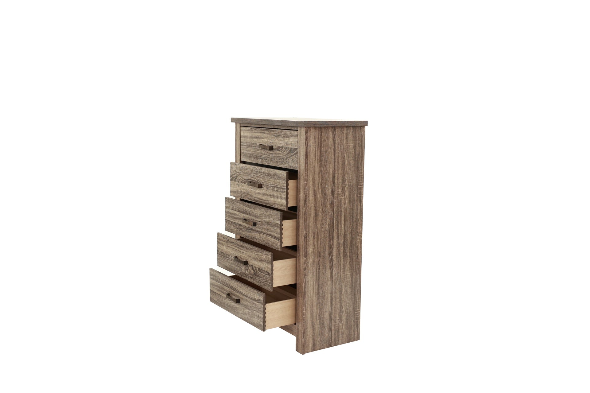 Natural Finish Striking Wooden 1pc Chest Of Drawers Storage Bedroom Furniture Rustic Gray Oak / Brown Finish