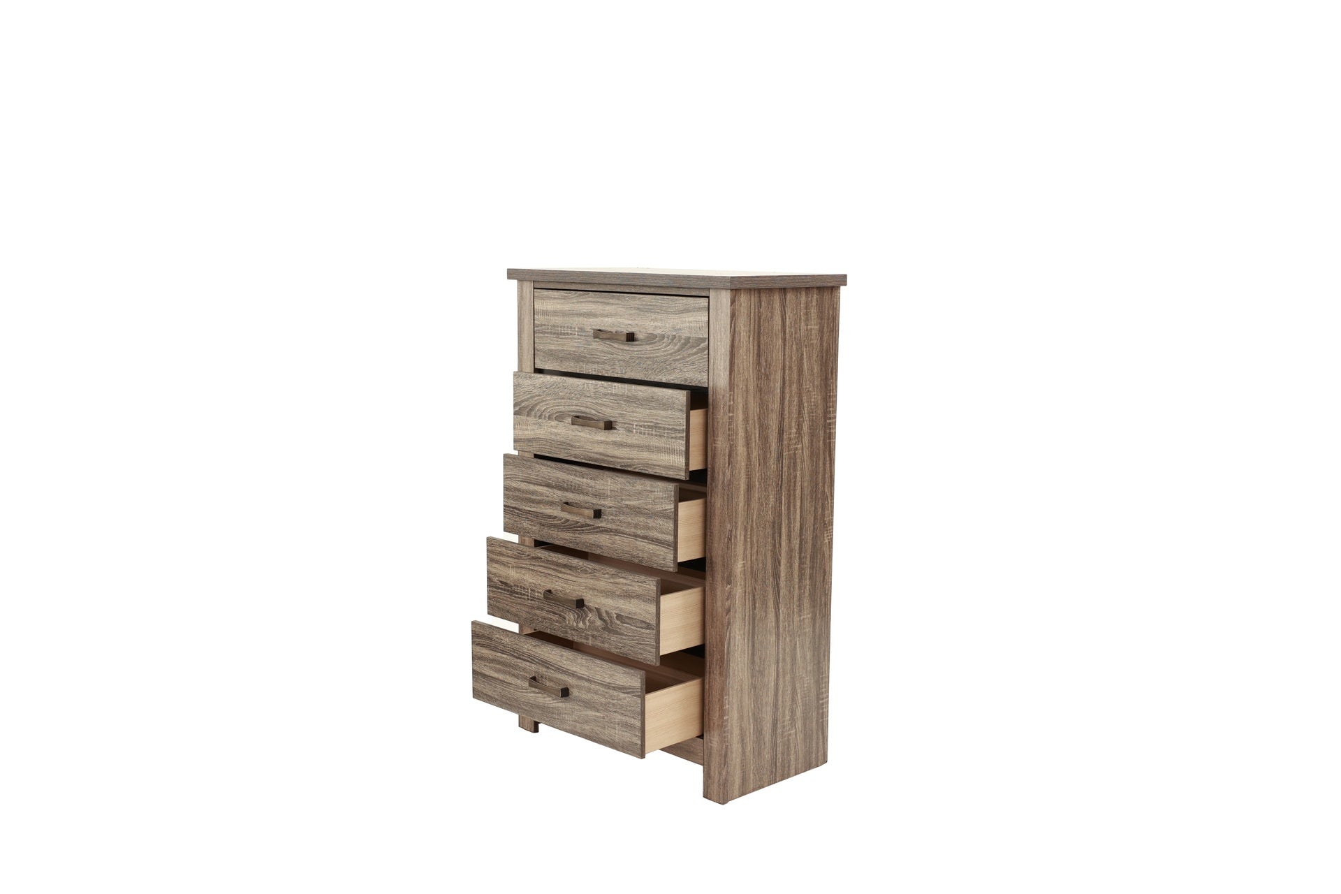 Natural Finish Striking Wooden 1pc Chest Of Drawers Storage Bedroom Furniture Rustic Gray Oak / Brown Finish