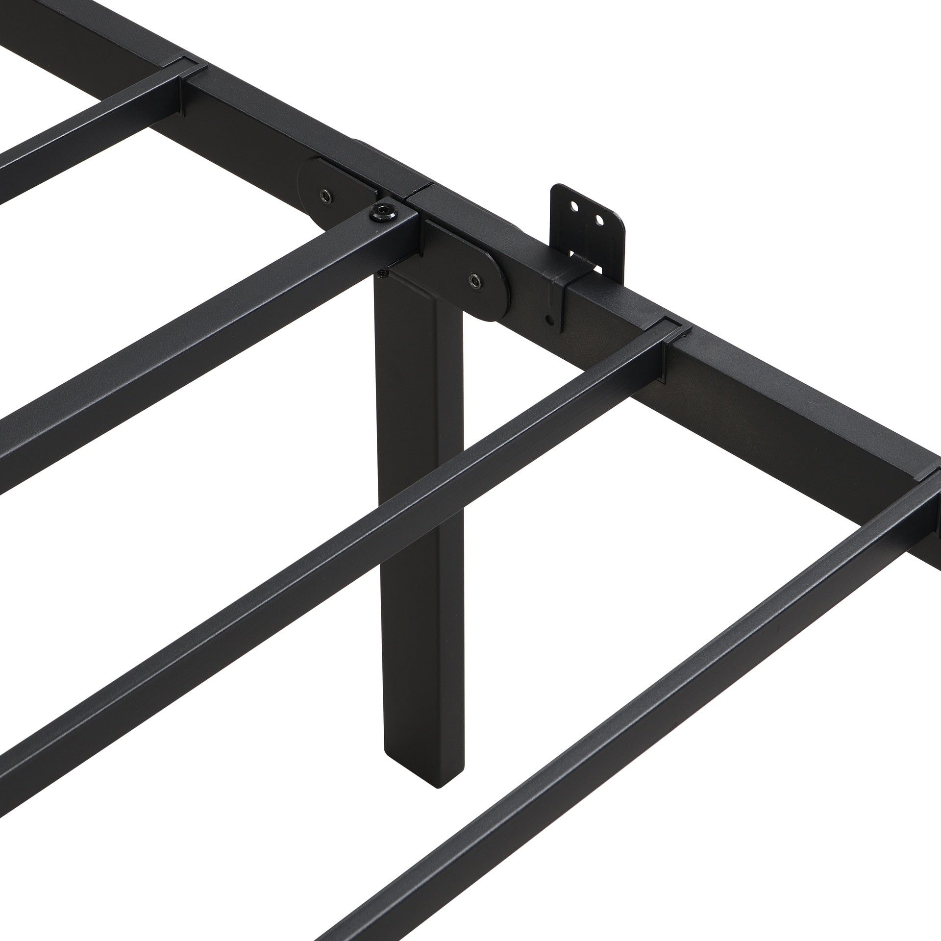 King Size metal bedframe,Headboard with wood panel decoration,black