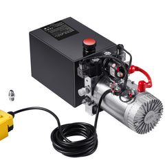 Hydraulic Pump, 8 Quart Hydraulic Power Unit, Double Acting Dump Trailer Pump, 0.91 GPM Flow Rate, 3200 PSI Max Relief Pressure, DC 12V Hydraulic Pump for Dump Trailer Car Lifting