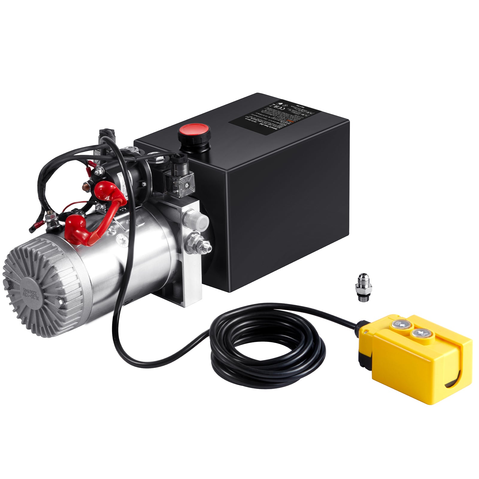 Hydraulic Pump, 8 Quart Hydraulic Power Unit, Double Acting Dump Trailer Pump, 0.91 GPM Flow Rate, 3200 PSI Max Relief Pressure, DC 12V Hydraulic Pump for Dump Trailer Car Lifting