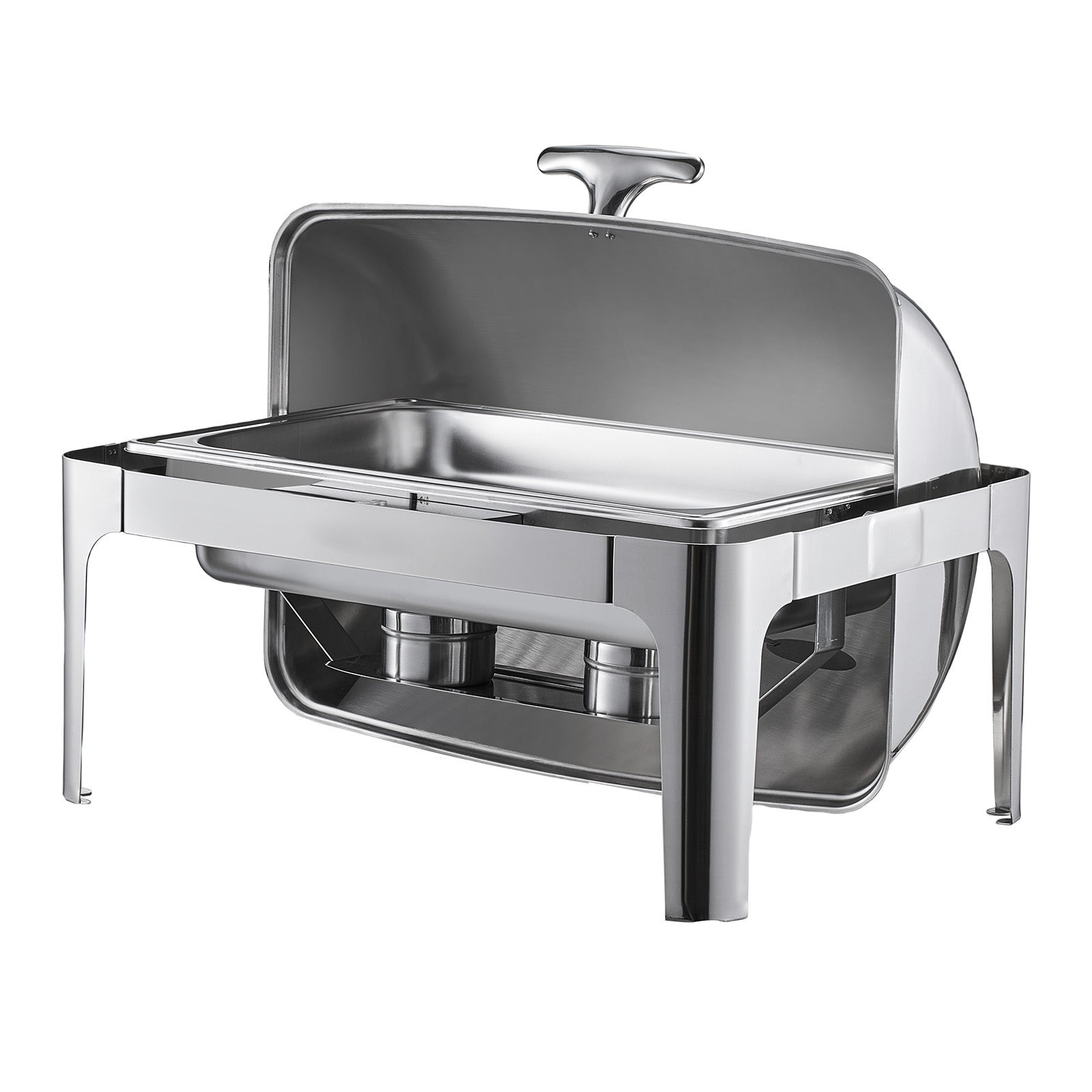 9Qt Rectangle Roll Top Chafing Dish Set with Full-Size Pan Stainless Steel