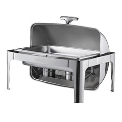 9Qt Rectangle Roll Top Chafing Dish Set with Full-Size Pan Stainless Steel