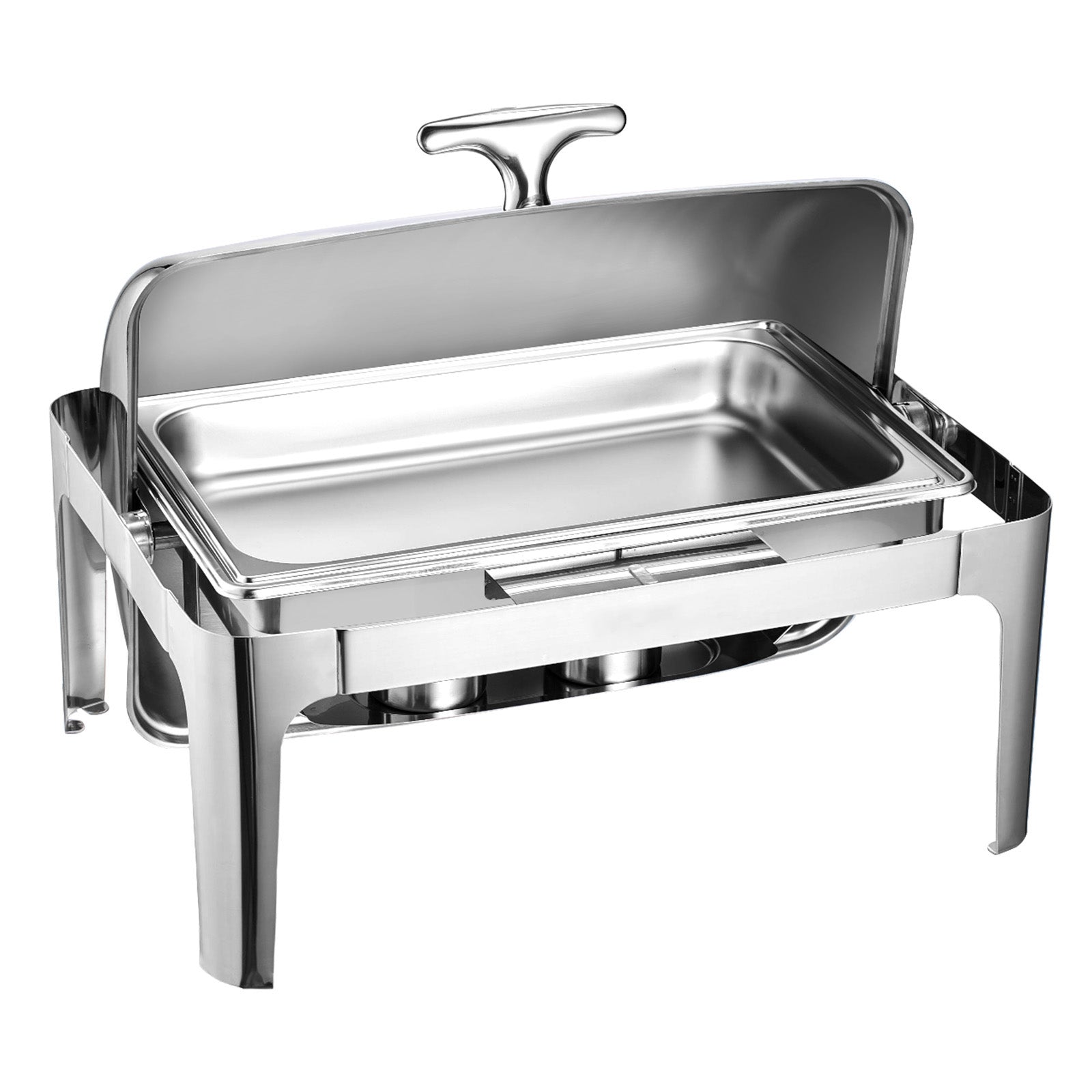 9Qt Rectangle Roll Top Chafing Dish Set with Full-Size Pan Stainless Steel