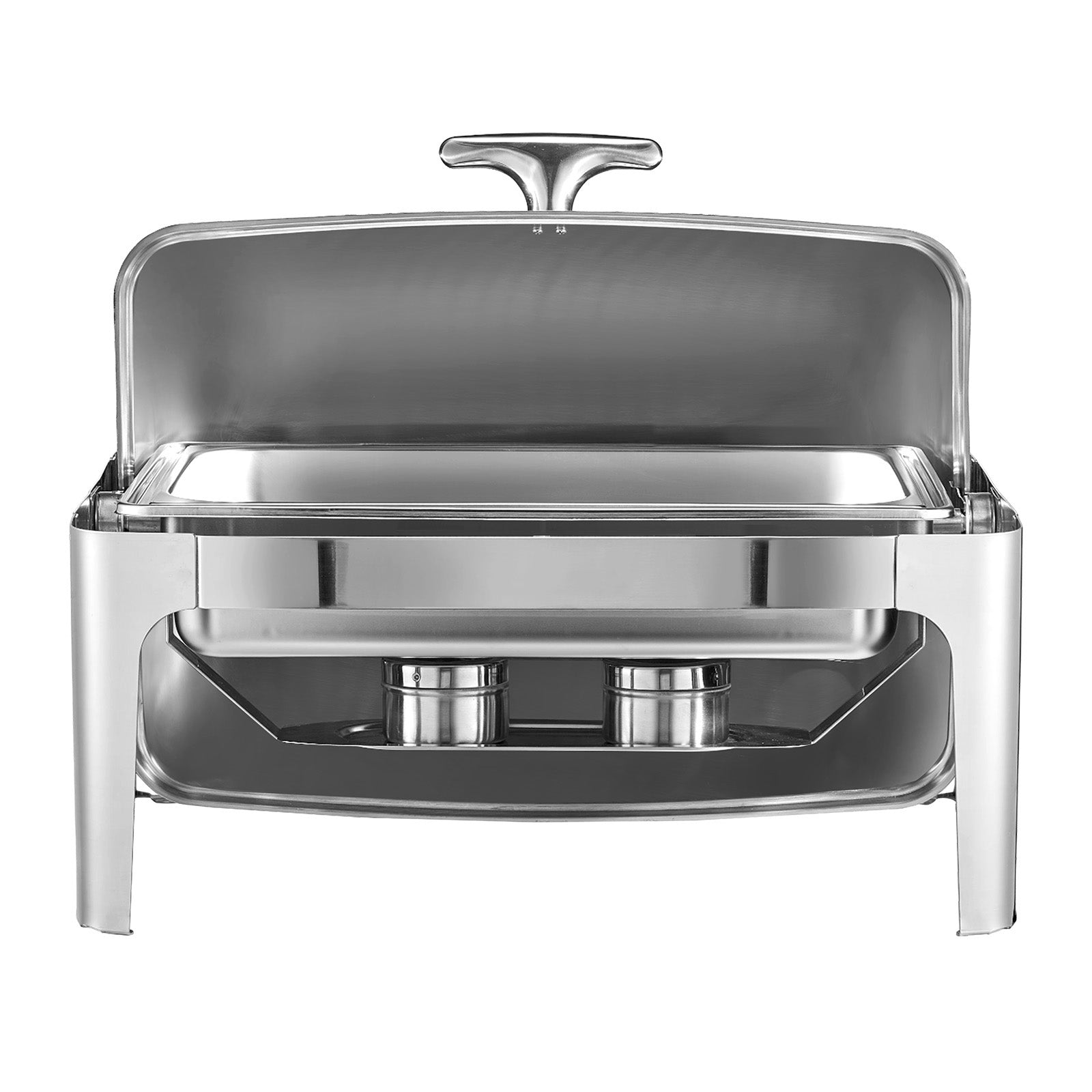 9Qt Rectangle Roll Top Chafing Dish Set with Full-Size Pan Stainless Steel