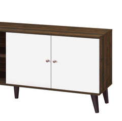 Amidon TV Stand for TVs up to 63", with 2 Storage Shelves& 1 Cabinet, Modern Entertainment Centre for TV in Living Room in  Walnut +White