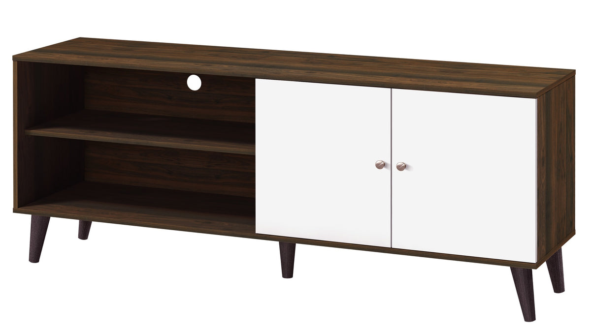 Amidon TV Stand for TVs up to 63", with 2 Storage Shelves& 1 Cabinet, Modern Entertainment Centre for TV in Living Room in  Walnut +White