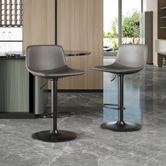 Adjustable Bar Stools Set of 2, Mid Century Modern Swivel Bar Stools, Industrial Bar Height Stools With Back Support Counter Height Bar Chairs Pu Leather Bar Stool for Kitchen Island Rustic Barstools