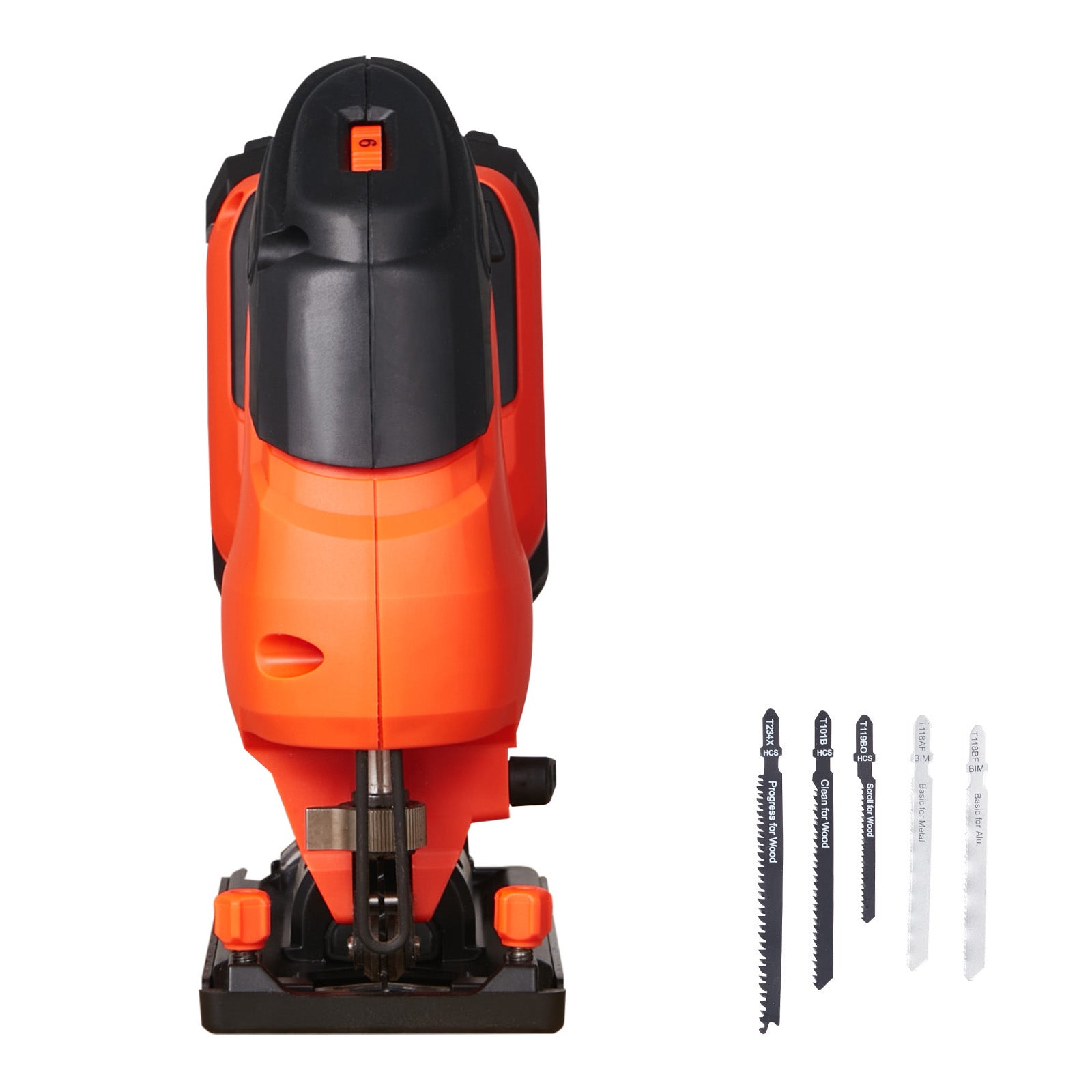 Cordless Jig Saw, 20 V, 3000 SPM Blade Speed, Cordless Jigsaw with Battery and Charger, LED Light, 6 Variable Speed, 0- 45° Bevel Cuts, with 6 pcs Blades, 4 Orbital Settings, for Wood, Metal