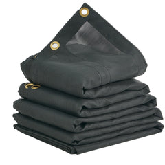 Dump Truck Mesh Tarp, 6 x 14 ft, PVC Coated Black Heavy Duty Cover with 5.5" 18oz Double Pocket, Brass Grommets, Reinforced Double Needle Stitch Webbing Fits Manual or Electric Dump Truck System