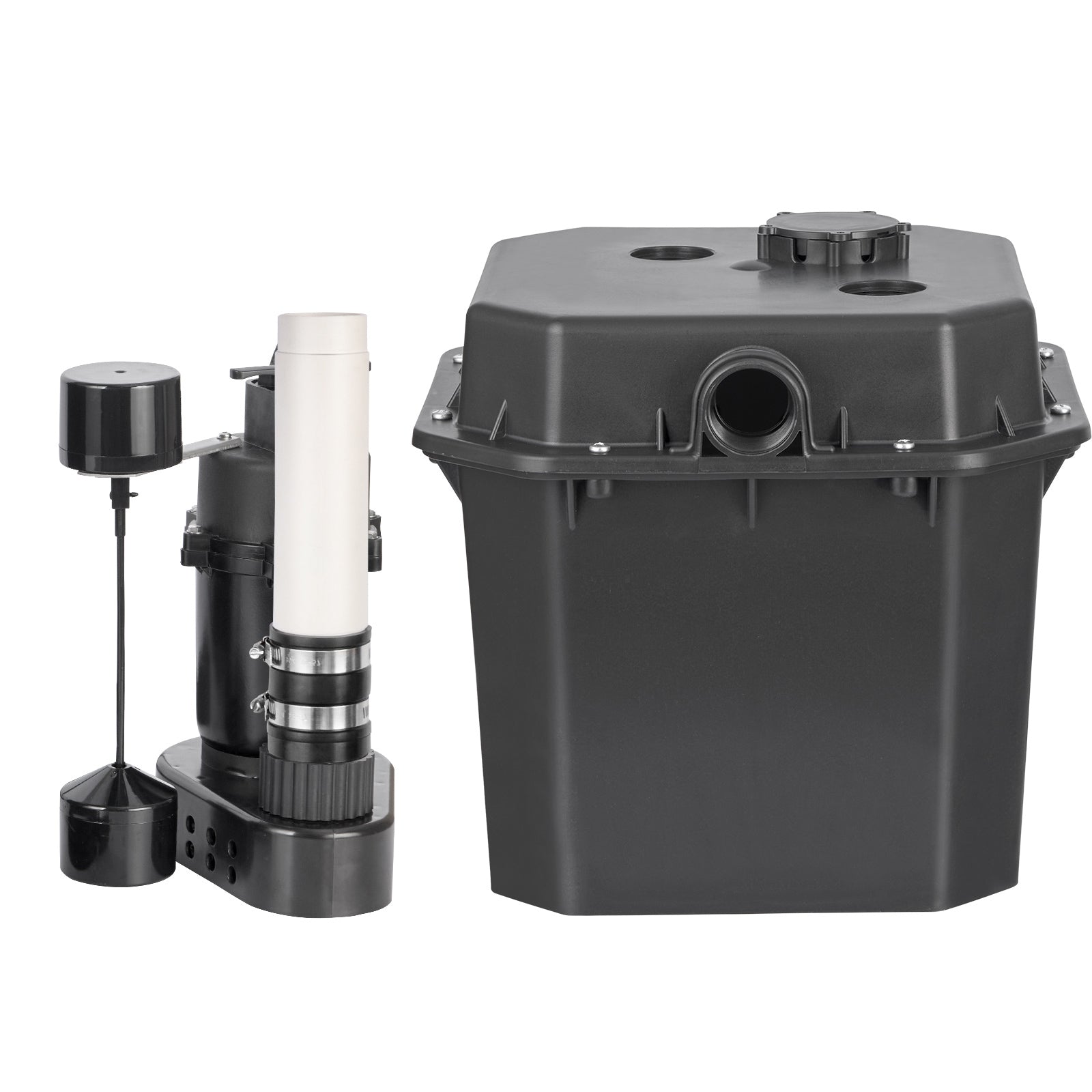 Utility Sink Pump, 1/3 HP, 120-Volt, 2900 GPH Flow, 25 ft Head, Under-Sink Sump Pump System with 6 Gallon Basin, Automatic Utility/Laundry Sink Pump, Drain Pump with 1-1/2" NPT Outlet, Black