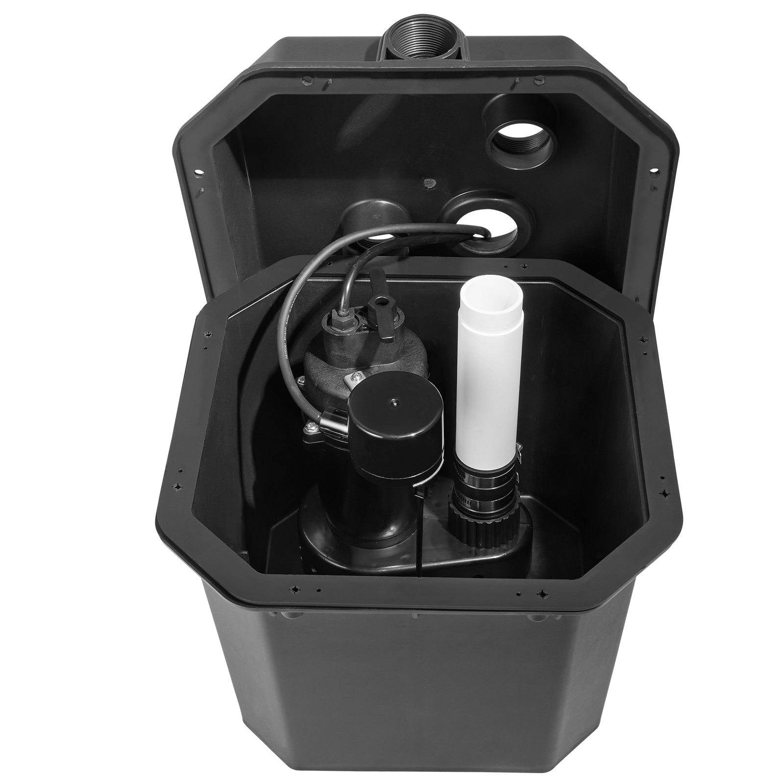 Utility Sink Pump, 1/3 HP, 120-Volt, 2900 GPH Flow, 25 ft Head, Under-Sink Sump Pump System with 6 Gallon Basin, Automatic Utility/Laundry Sink Pump, Drain Pump with 1-1/2" NPT Outlet, Black