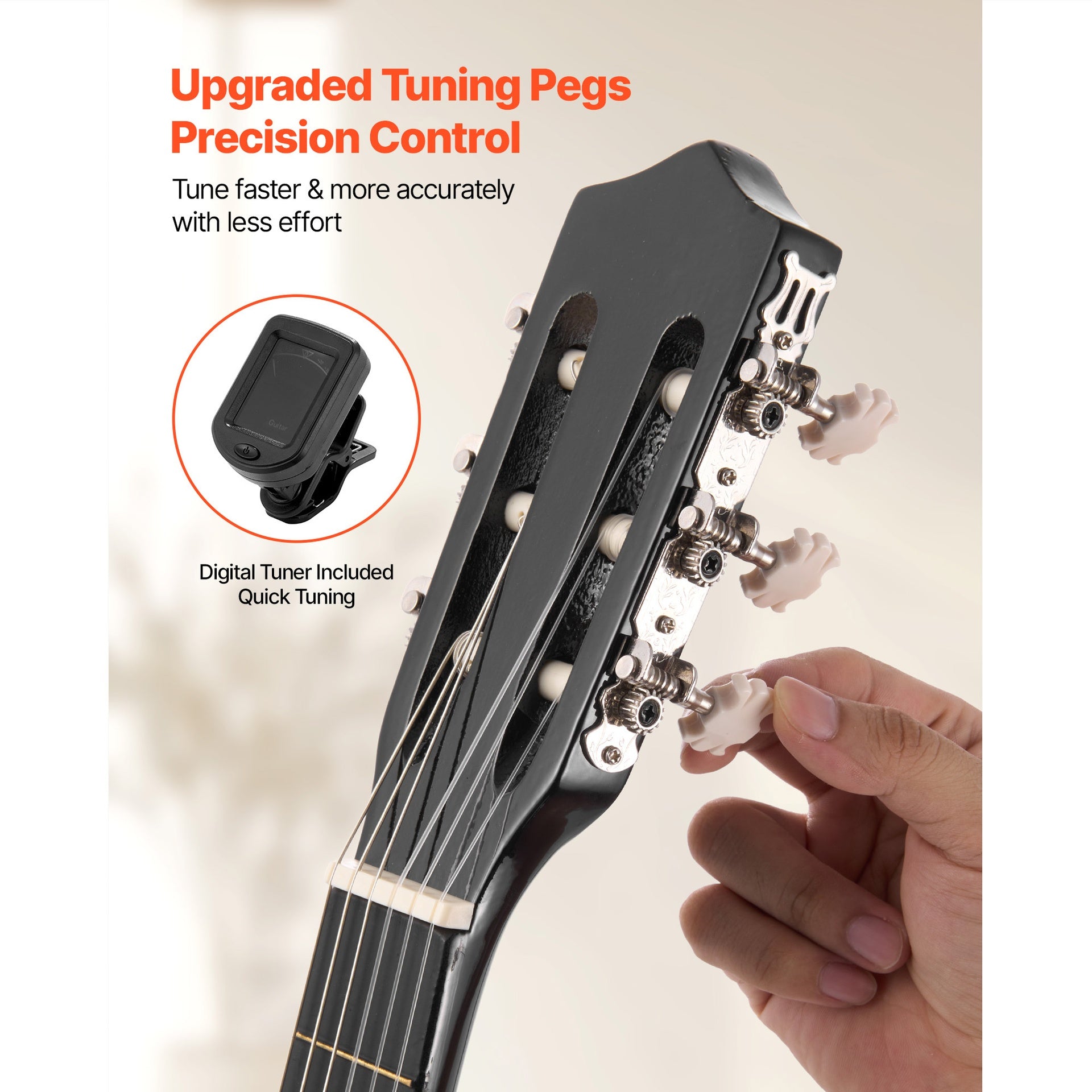 Classical Guitar, 38 Inch, Wood Classical Guitar Starter Kit for Beginners, with Nylon Strings, Gig Bag, Strap, Tuner, Extra Strings, Picks, Capo, Basswood, for Teenagers Adults Students, Black