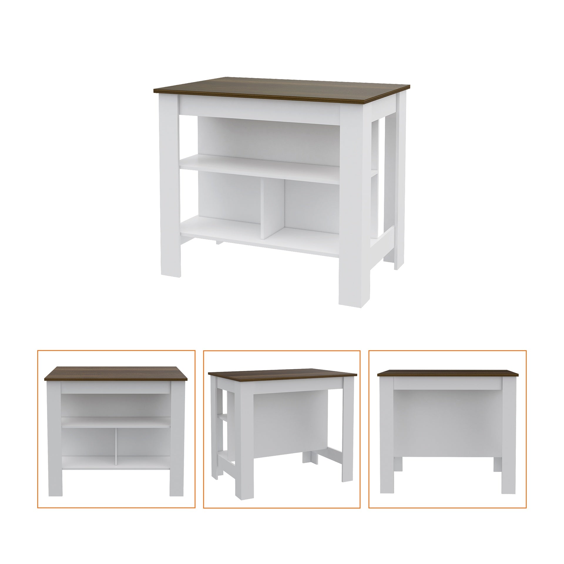 Brooklyn  Kitchen Island, Three Concealed Shelves