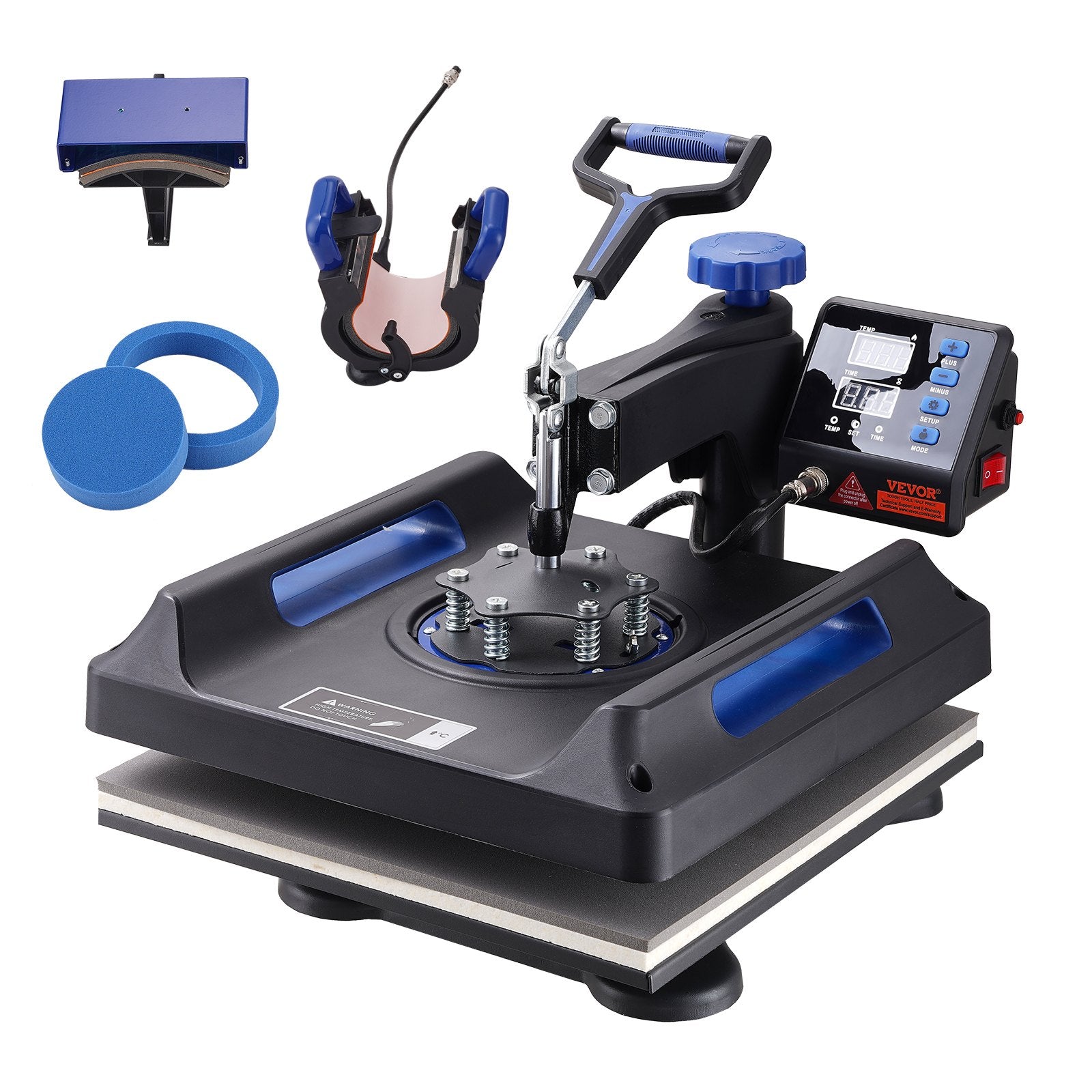 Heat Press 15x15, Upgraded Heat Press Machine 5 in 1, Anti-Scald, Fast-Heating, Swing Away Digital Control Multifunction Heat Press for Sublimation Combo for T-Shirt Hat Cap Mug Plate