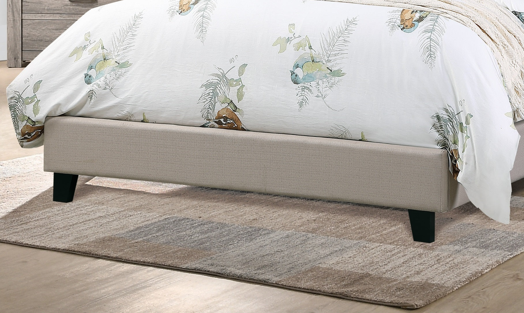 Contemporary 1pc Queen Size Bed Adjustable HB Light Brown Polyfiber Tufted Upholstered Wooden Bedframe Bedroom Furniture