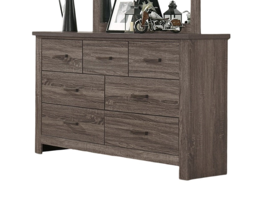 Natural Finish Striking Wooden 1pc Dresser Drawers Storage bedroom Furniture
