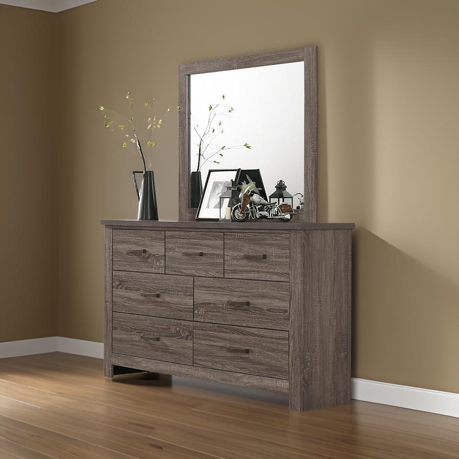 Natural Finish Striking Wooden 1pc Dresser Drawers Storage bedroom Furniture