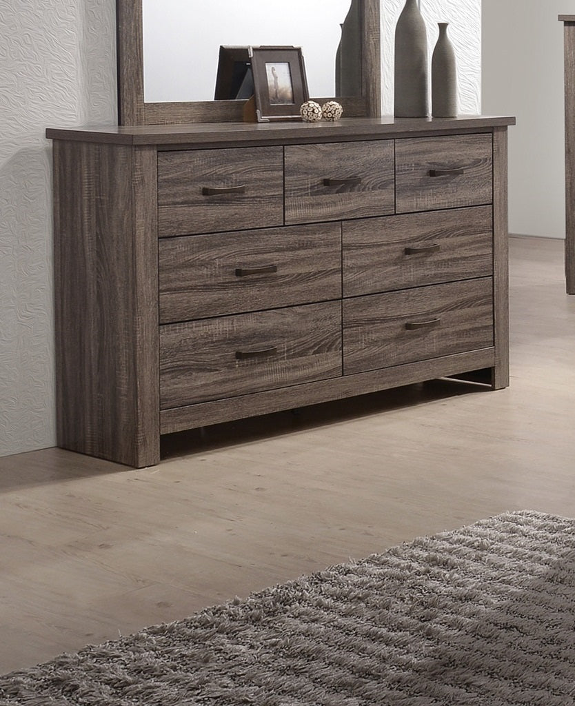 Natural Finish Striking Wooden 1pc Dresser Drawers Storage bedroom Furniture