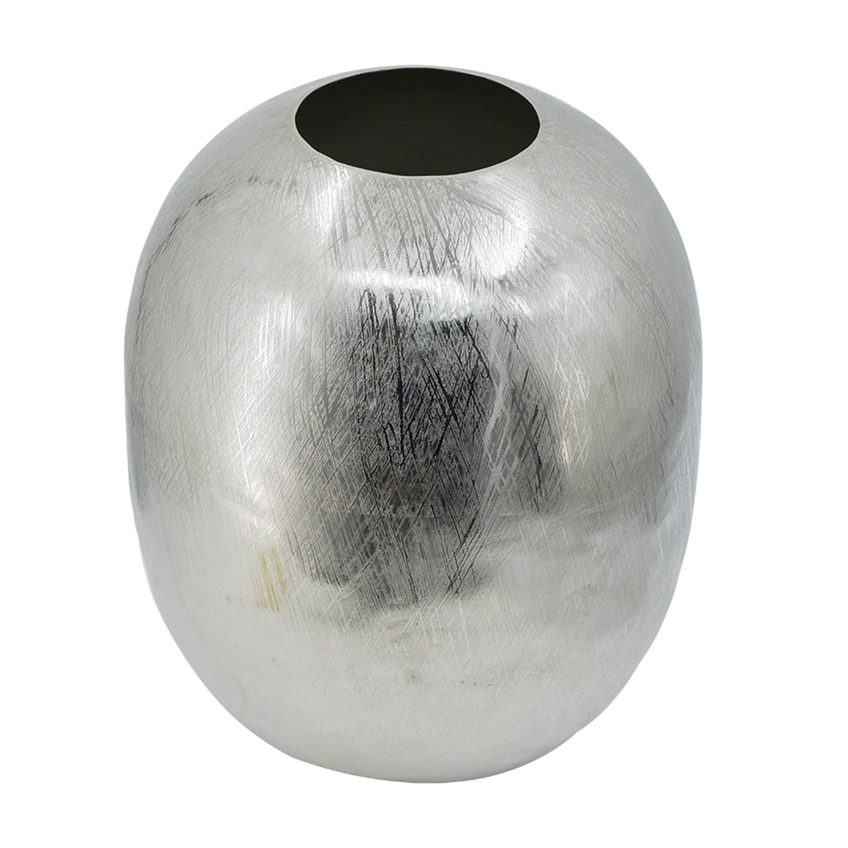 10.5x10.5x13" Aluminum Vase, Silver Streaks