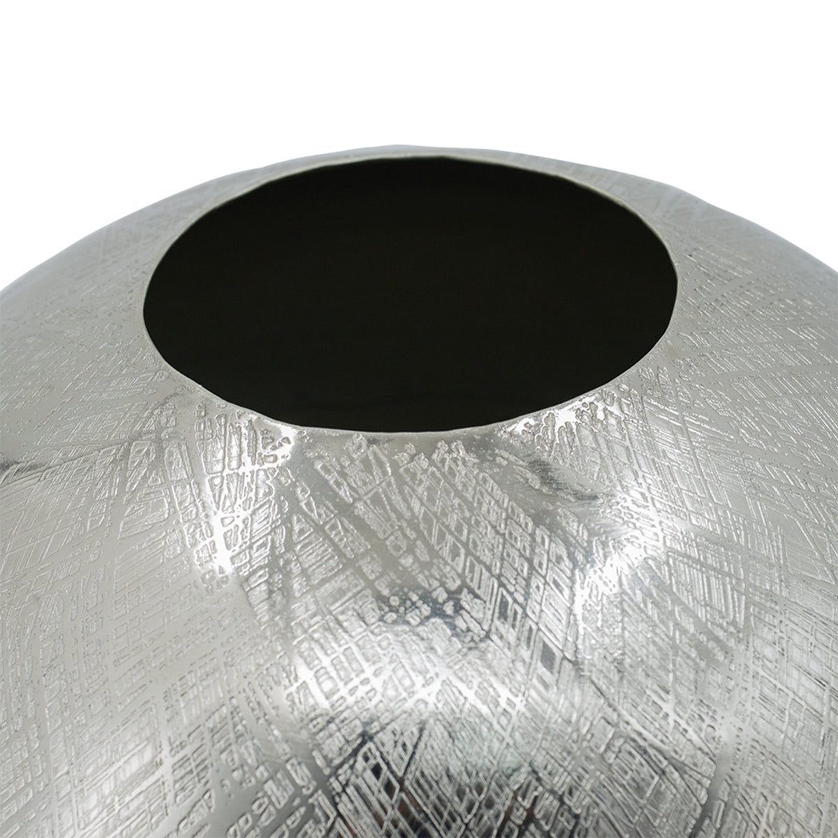 10.5x10.5x13" Aluminum Vase, Silver Streaks