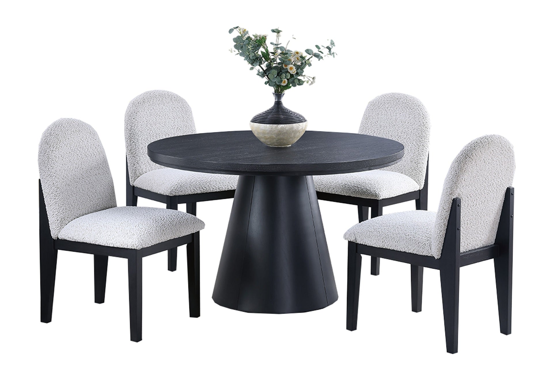 White Fabric Soft Cozy Texture 2pc Dining Chairs Upholstered Seat Back Ergonomic Support Side Chair