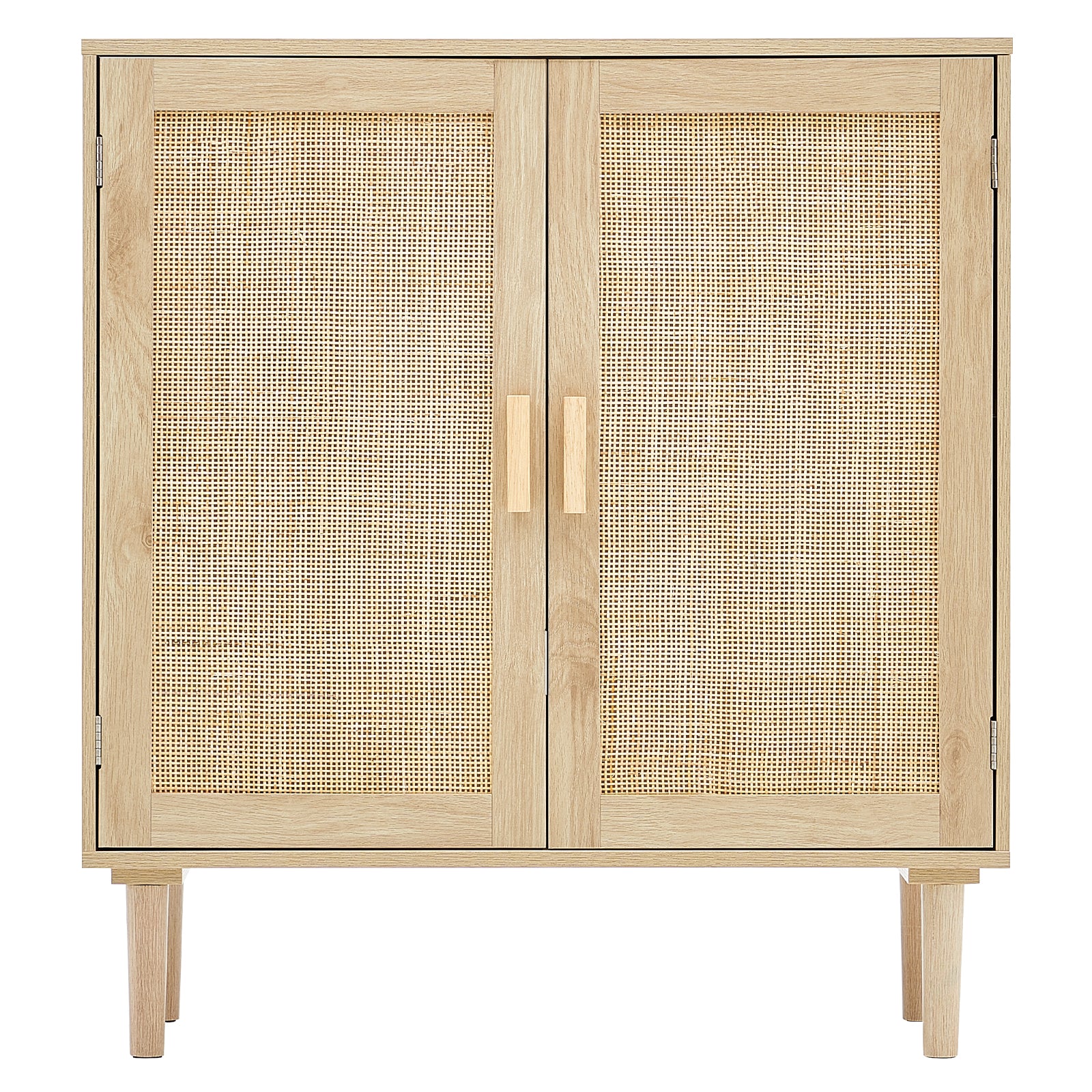Rattan Cabinet, Rattan Storage Cabinet 31.5inch with 2 Magnetic Doors and Adjustable Shelves, Sideboard Buffet Cabinet for Hallway, Entryway, Living Room, or Kitchen, Natural
