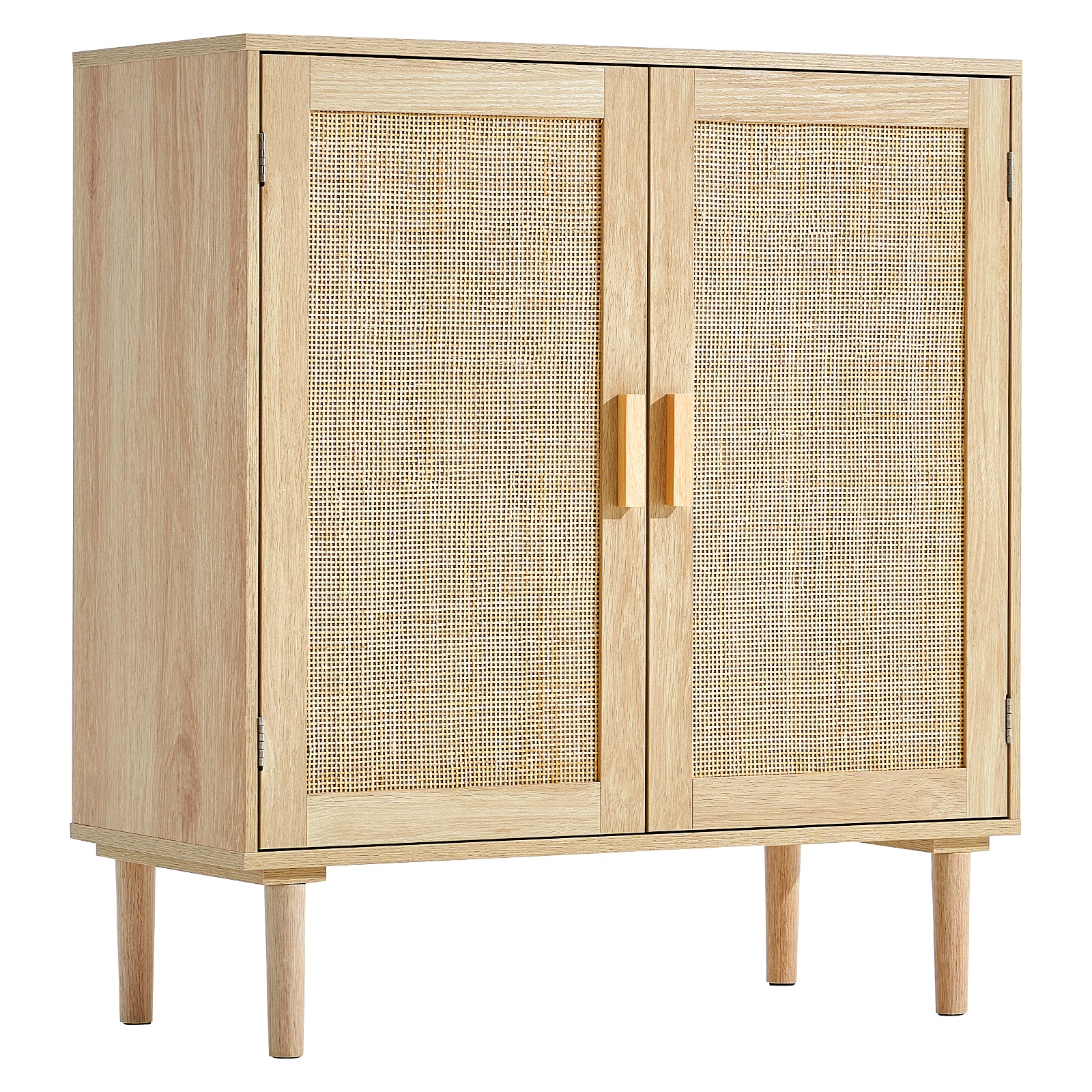 Rattan Cabinet, Rattan Storage Cabinet 31.5inch with 2 Magnetic Doors and Adjustable Shelves, Sideboard Buffet Cabinet for Hallway, Entryway, Living Room, or Kitchen, Natural