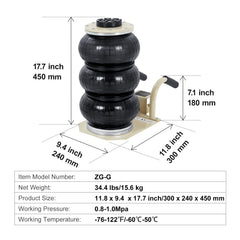 Triple Bag Air Jack 3 Ton/6600 lbs Pneumatic Jack for Car SUV Lifting