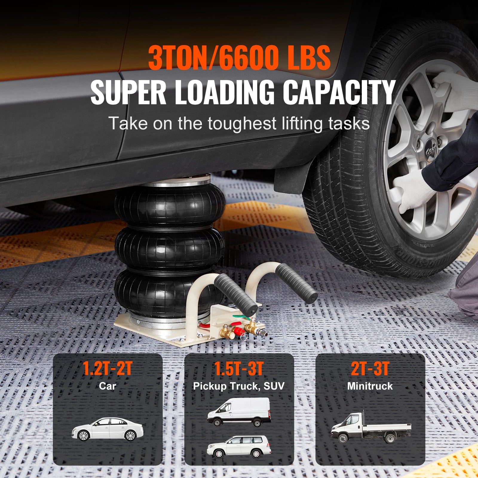 Triple Bag Air Jack 3 Ton/6600 lbs Pneumatic Jack for Car SUV Lifting