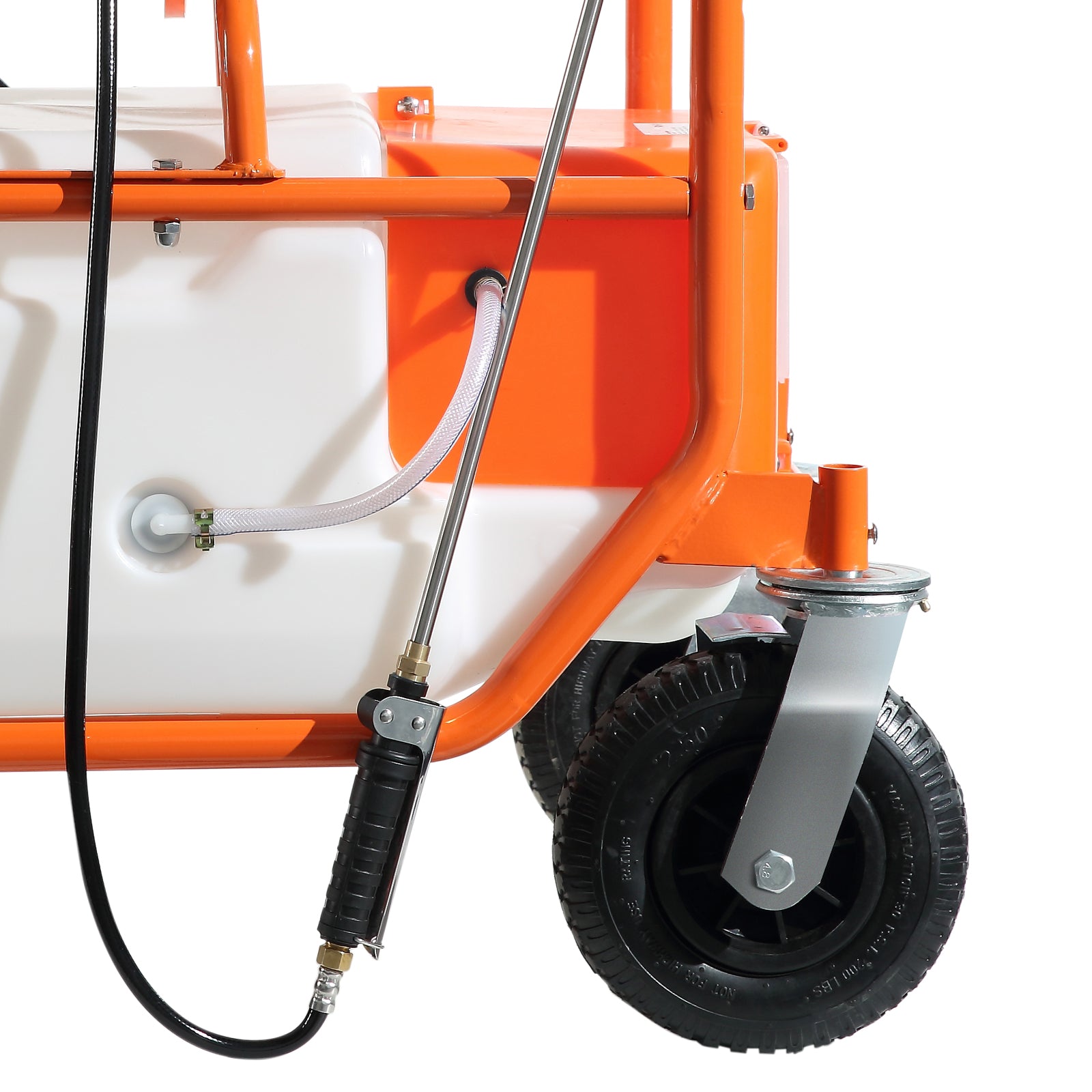Battery Powered Lawn Sprayer on Wheel, 0-90 PSI Adjustable Pressure, 15 Gallon Tank, Cart Sprayer with 8 Nozzles and 2 Wands, 12V 12Ah Battery, Wide Mouth Lid for Weeding, Spraying