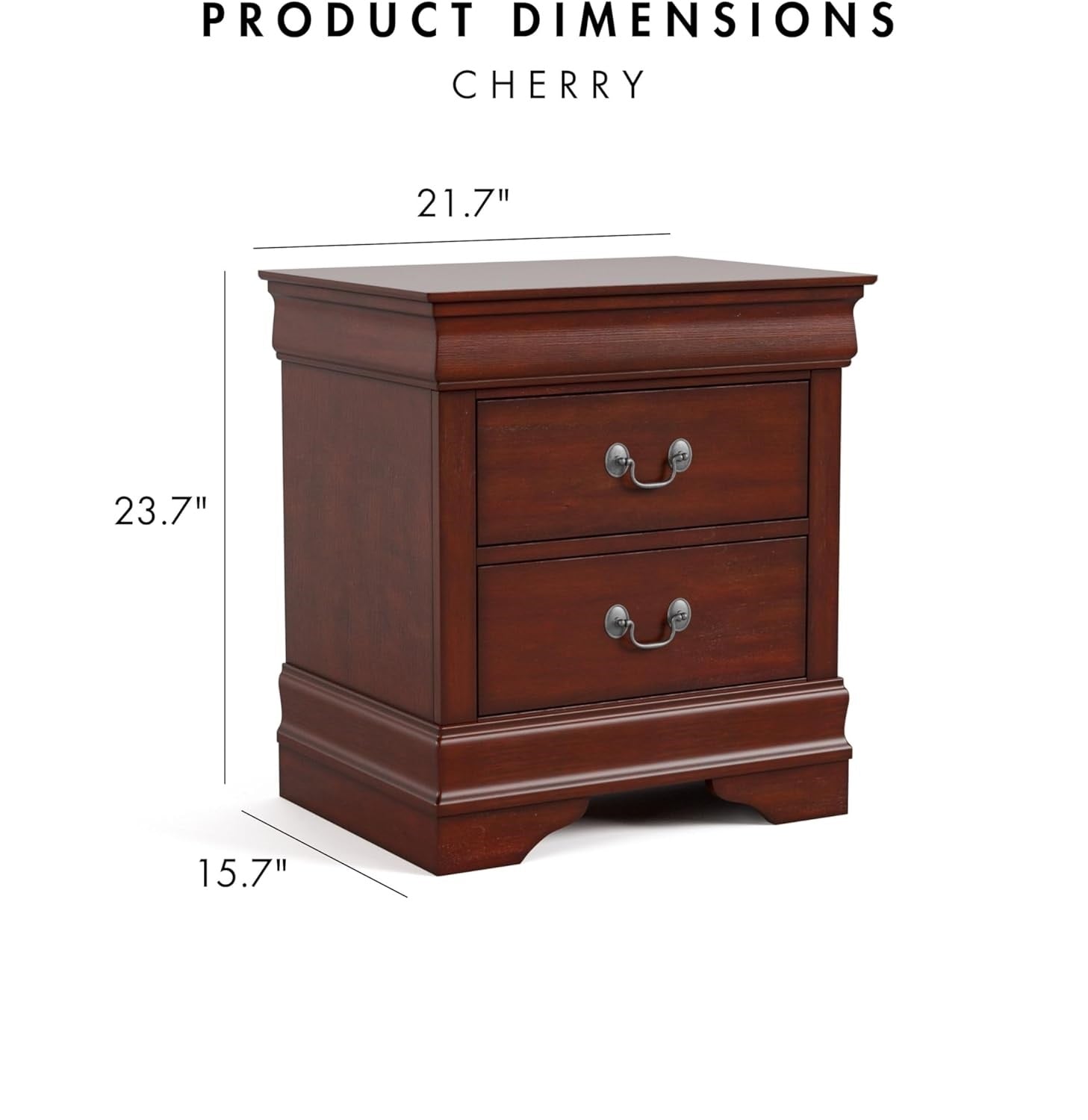 Transitional Style 1pc Nightstand Dust Proof Case English Dovetail Drawers Hanging Handles Bracket Feet Dark Cherry Finish Bedroom Furniture