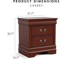 Transitional Style 1pc Nightstand Dust Proof Case English Dovetail Drawers Hanging Handles Bracket Feet Dark Cherry Finish Bedroom Furniture