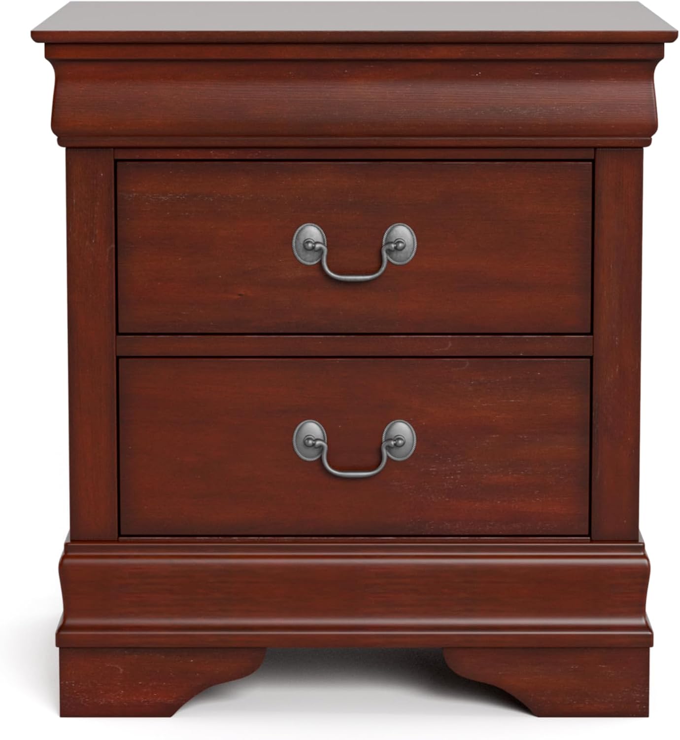 Transitional Style 1pc Nightstand Dust Proof Case English Dovetail Drawers Hanging Handles Bracket Feet Dark Cherry Finish Bedroom Furniture