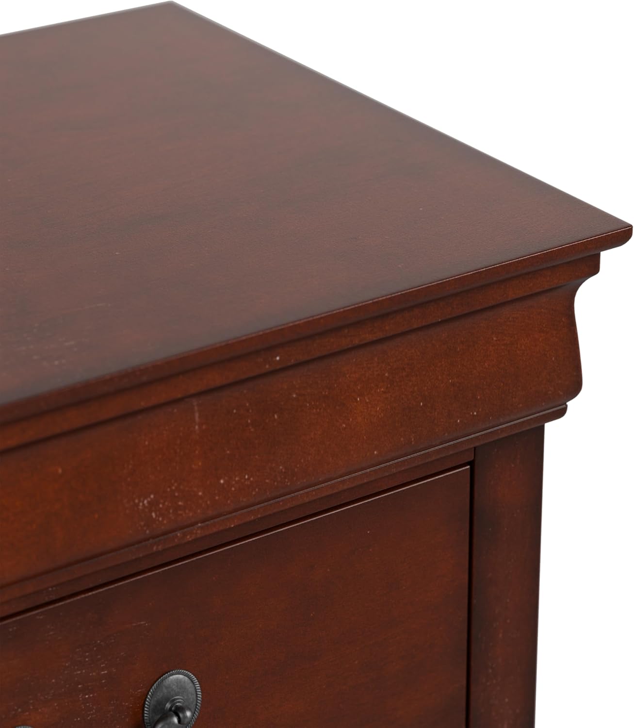 Transitional Style 1pc Nightstand Dust Proof Case English Dovetail Drawers Hanging Handles Bracket Feet Dark Cherry Finish Bedroom Furniture
