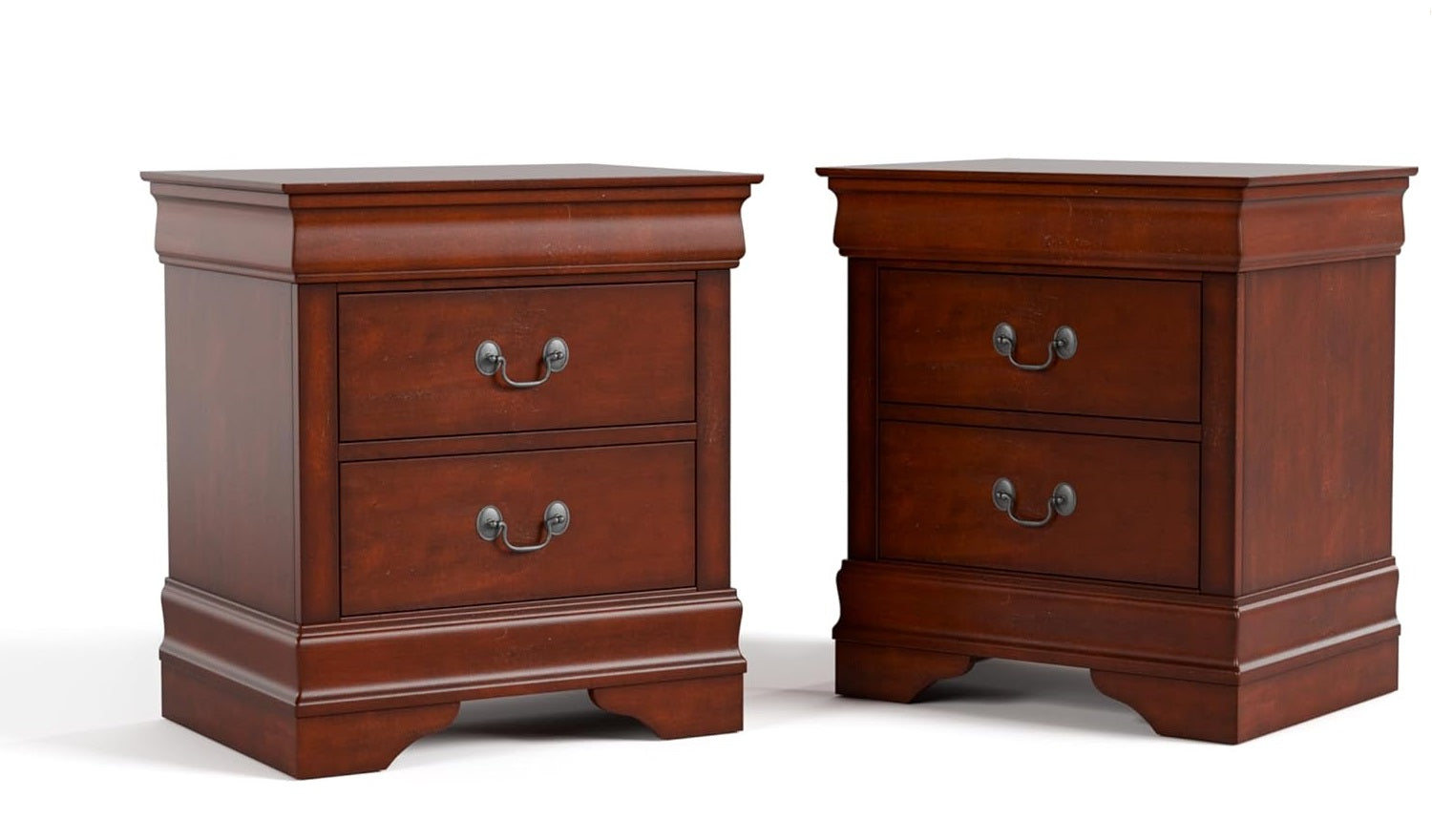Transitional Style 1pc Nightstand Dust Proof Case English Dovetail Drawers Hanging Handles Bracket Feet Dark Cherry Finish Bedroom Furniture