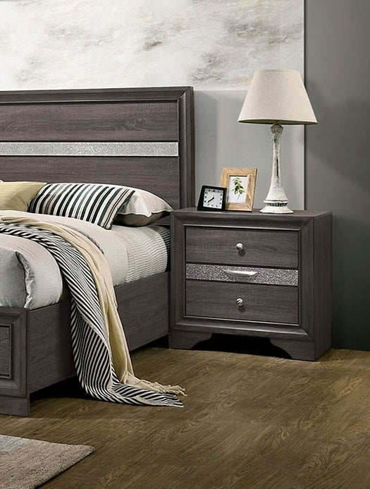 Contemporary Gray 1pc Nightstand Nickle round Knob Handles English Dovetails Hidden Drawer Bedside Table