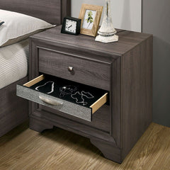 Contemporary Gray 1pc Nightstand Nickle round Knob Handles English Dovetails Hidden Drawer Bedside Table