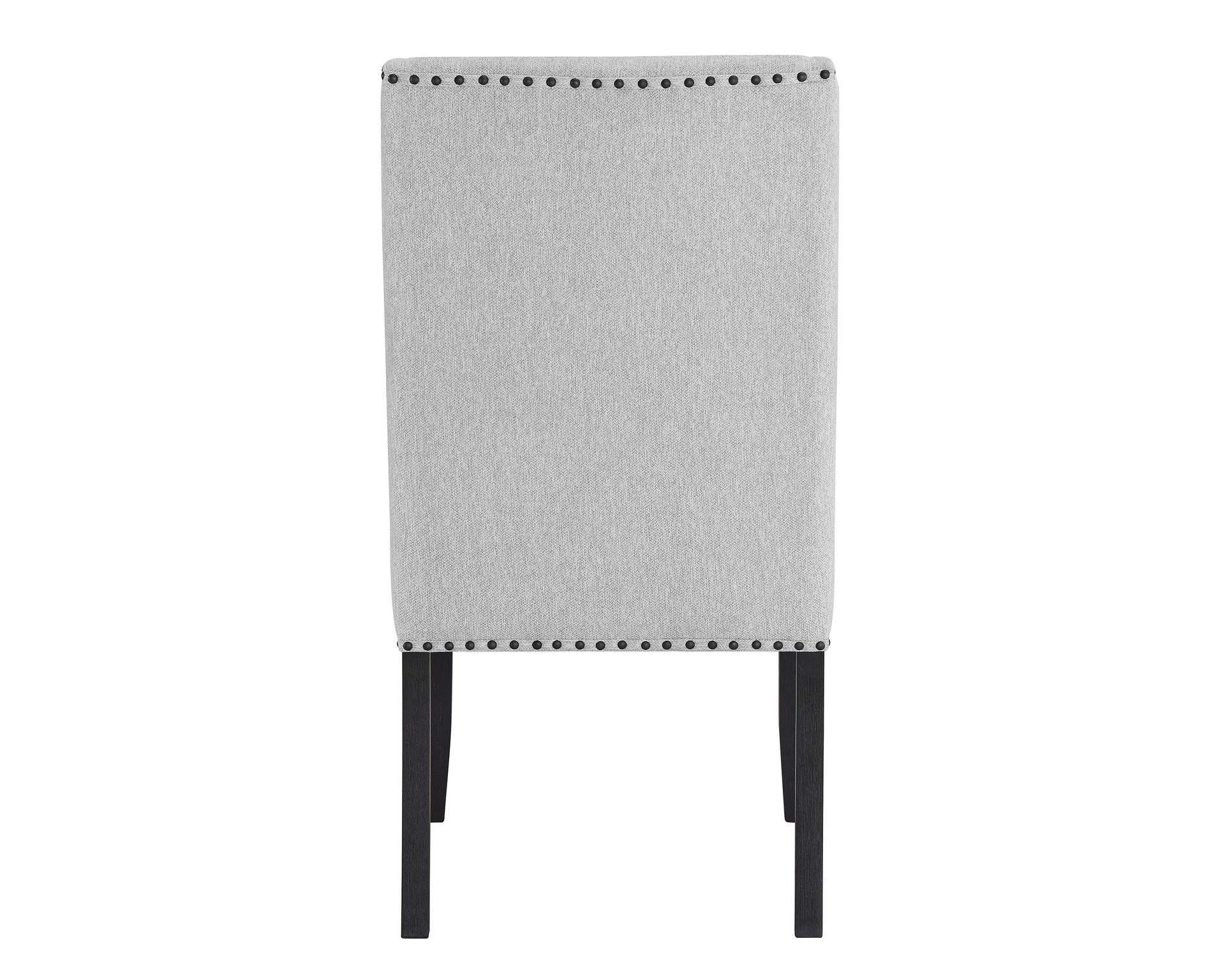Modern Look 2pc Light Gray Finish Side Chair Fabric Full Back Upholstered Seat Back Wing Black Finish Nailhead Trim Accent Dining Room Wooden Furniture