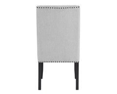 Modern Look 2pc Light Gray Finish Side Chair Fabric Full Back Upholstered Seat Back Wing Black Finish Nailhead Trim Accent Dining Room Wooden Furniture