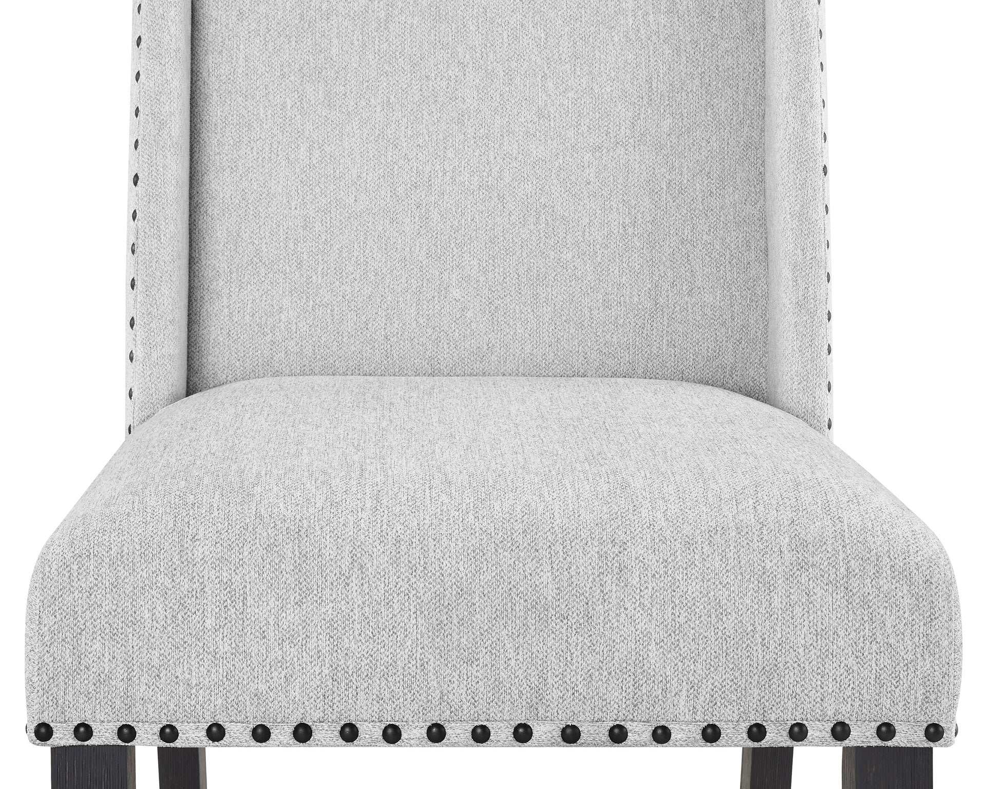 Modern Look 2pc Light Gray Finish Side Chair Fabric Full Back Upholstered Seat Back Wing Black Finish Nailhead Trim Accent Dining Room Wooden Furniture